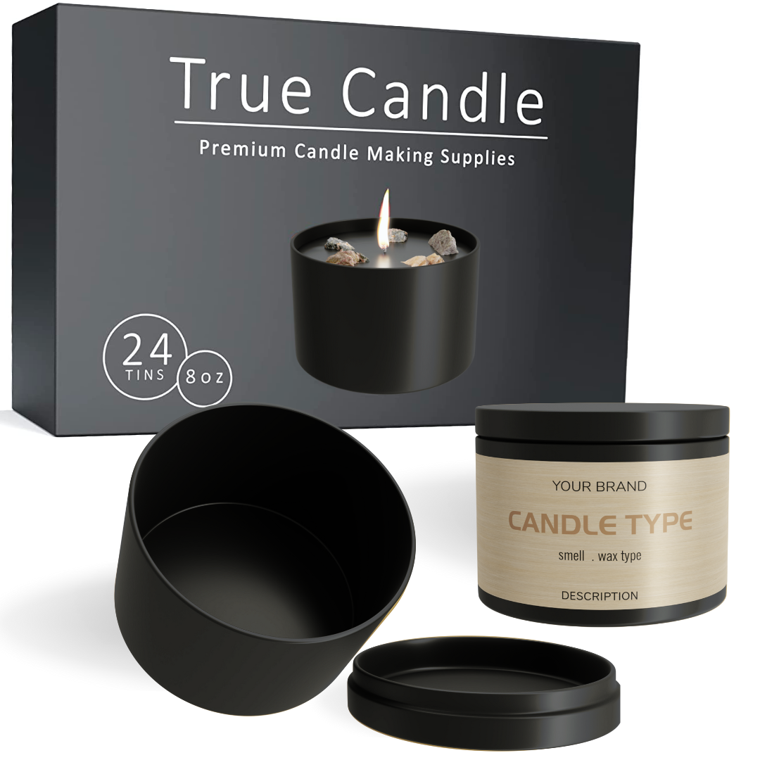 Premium Matte Black Candle tins 8 oz (24-Pack)