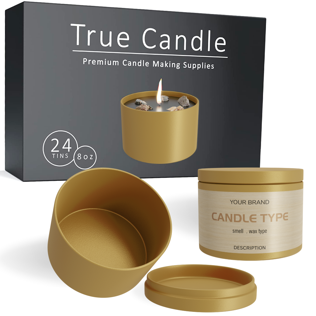 Premium Gold Candle tins 8 oz (24-Pack)