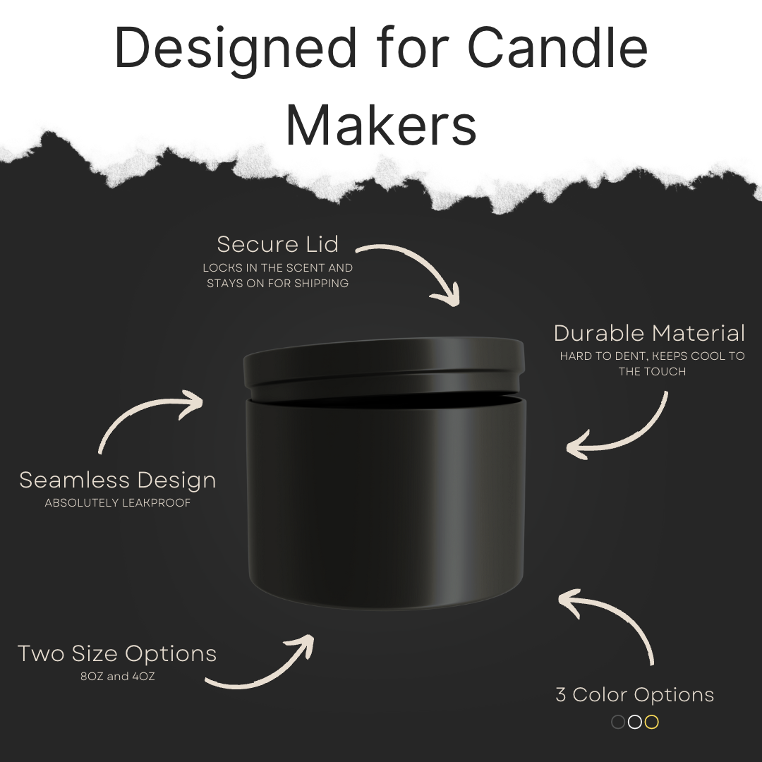Premium Matte Black Candle tins 8 oz (24Pack) True Candle